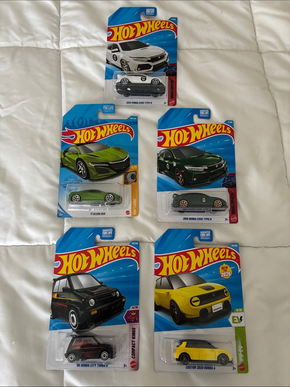 Assorted Honda Cars - Green, White, Yellow, Black